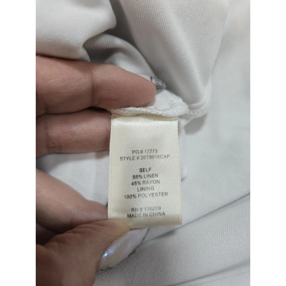 Women's Altar'd State LINEN Dress Flared Sundress KEYHOLE Blue & Cream Size L - Picture 11 of 11
